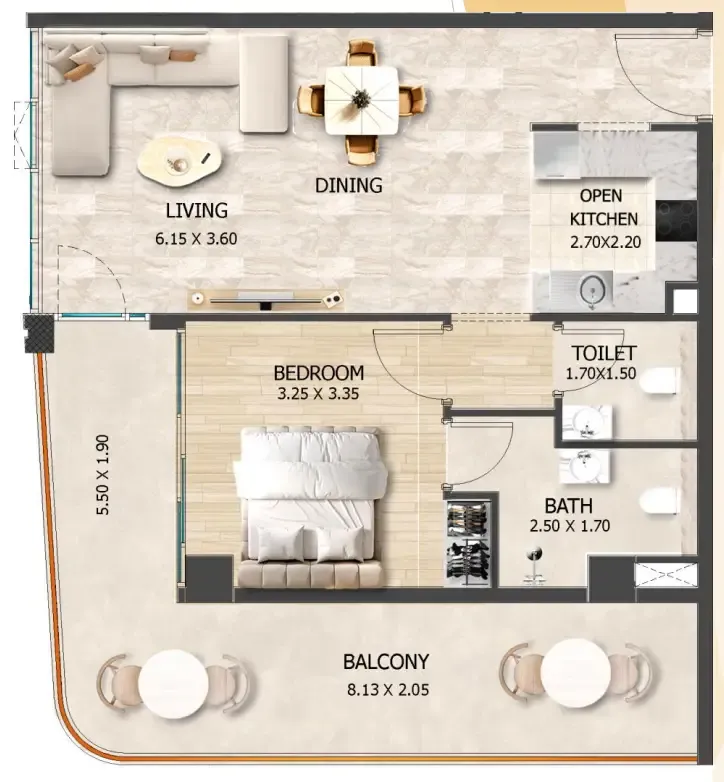 1 bedroom layout