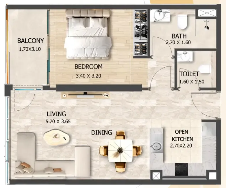 1 bedroom layout