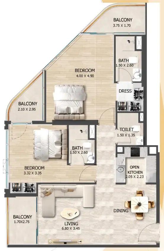 2 bedroom layout