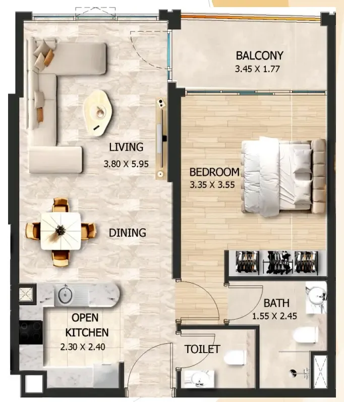 1 bedroom layout