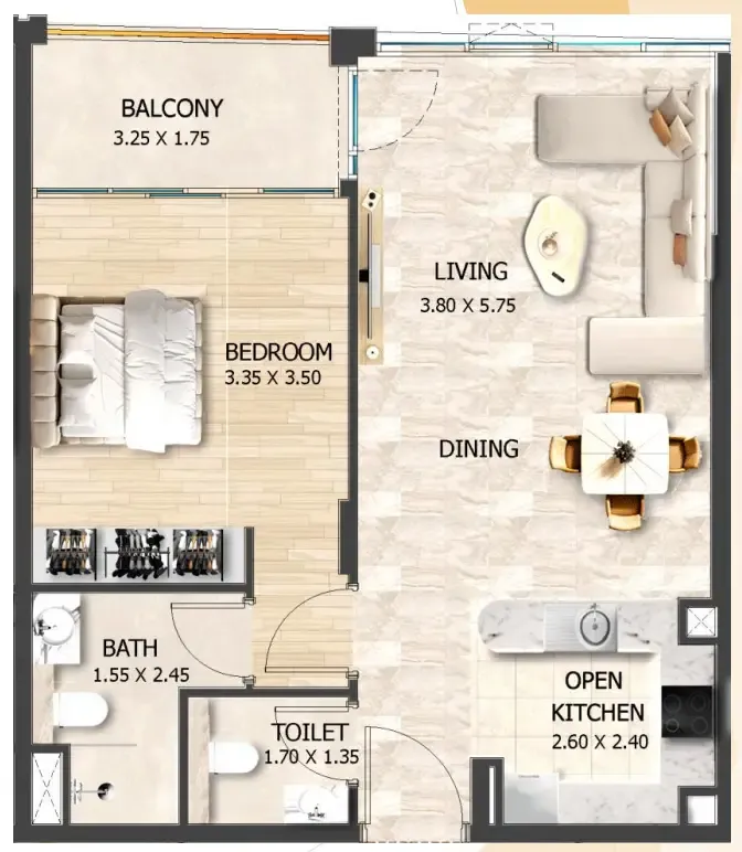 1 bedroom layout