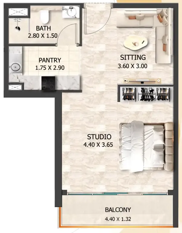 0 bedroom layout