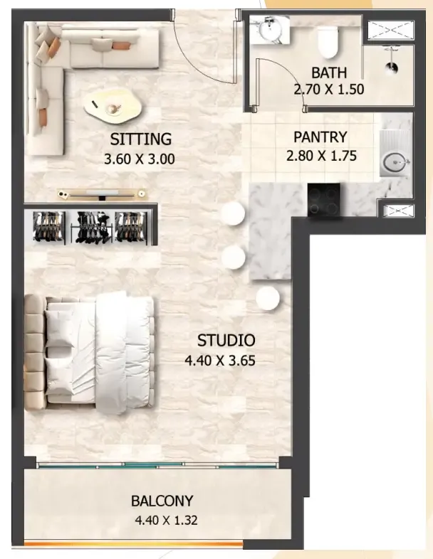 0 bedroom layout