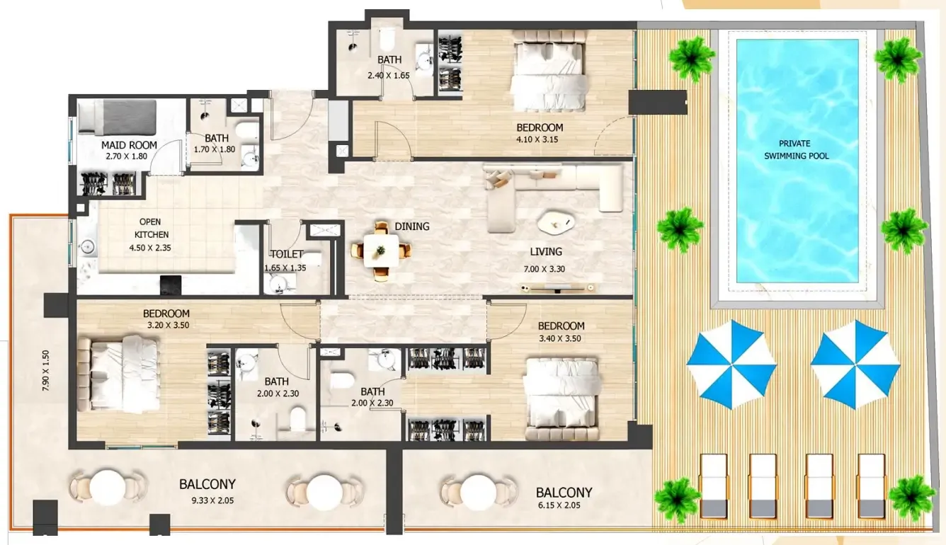 3 bedroom layout
