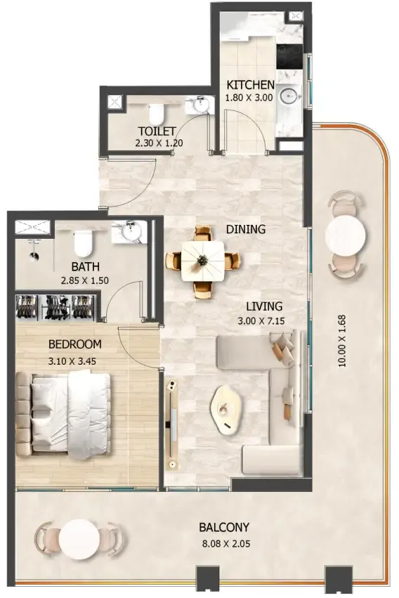 1 bedroom layout