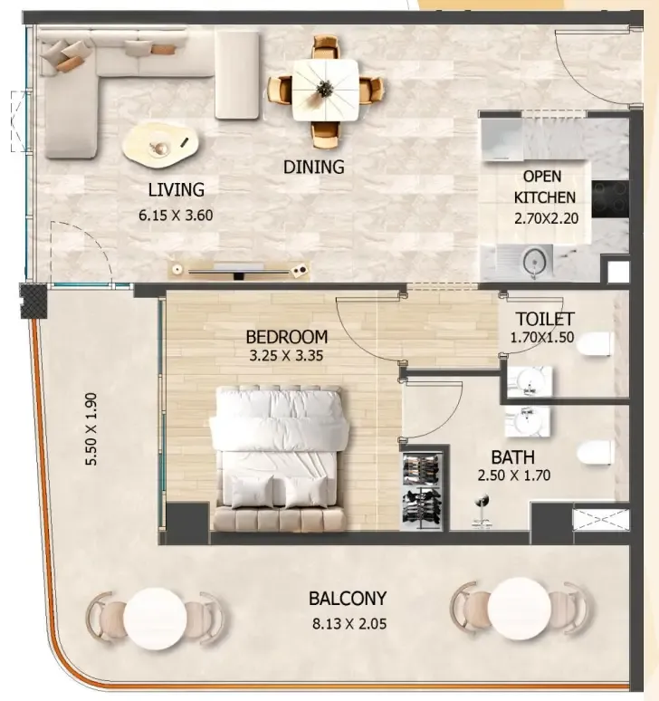 1 bedroom layout