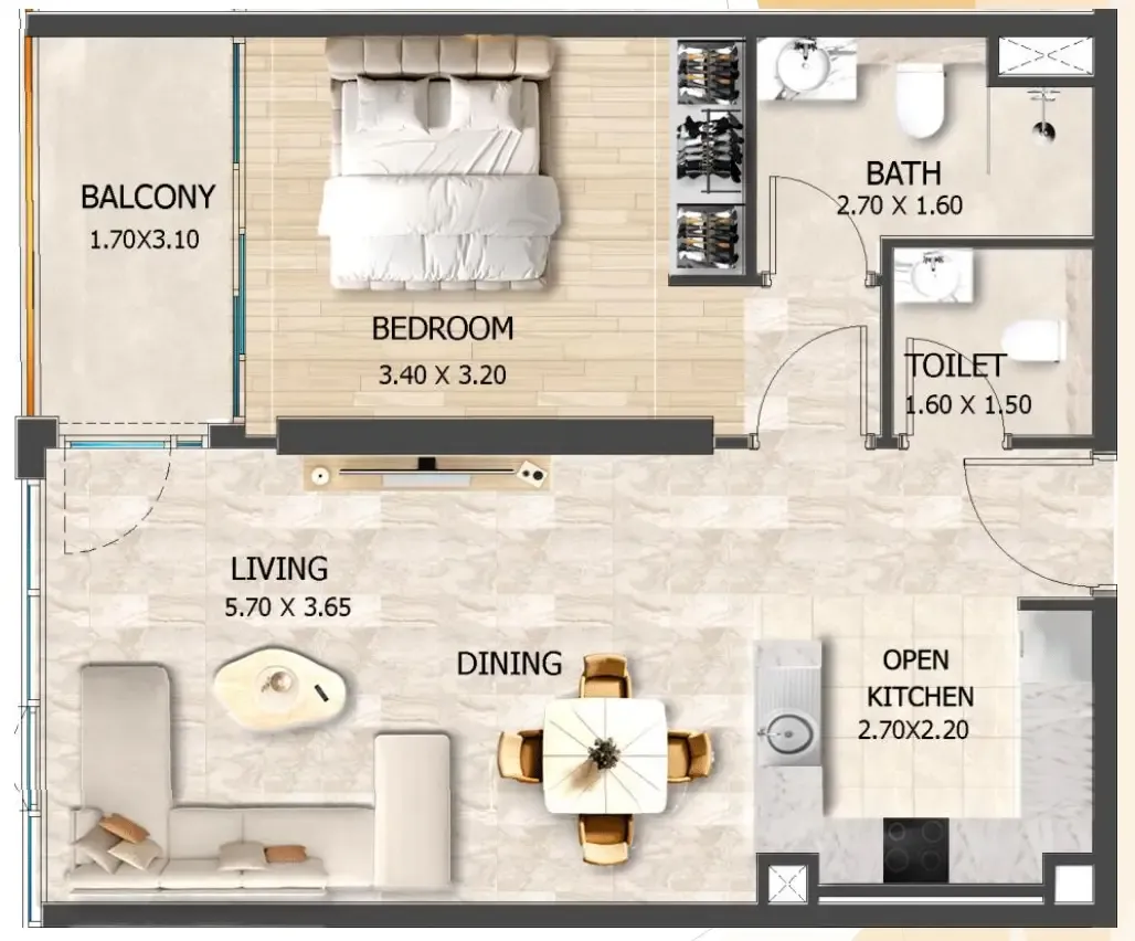 1 bedroom layout