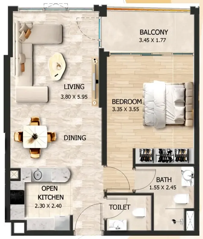 1 bedroom layout