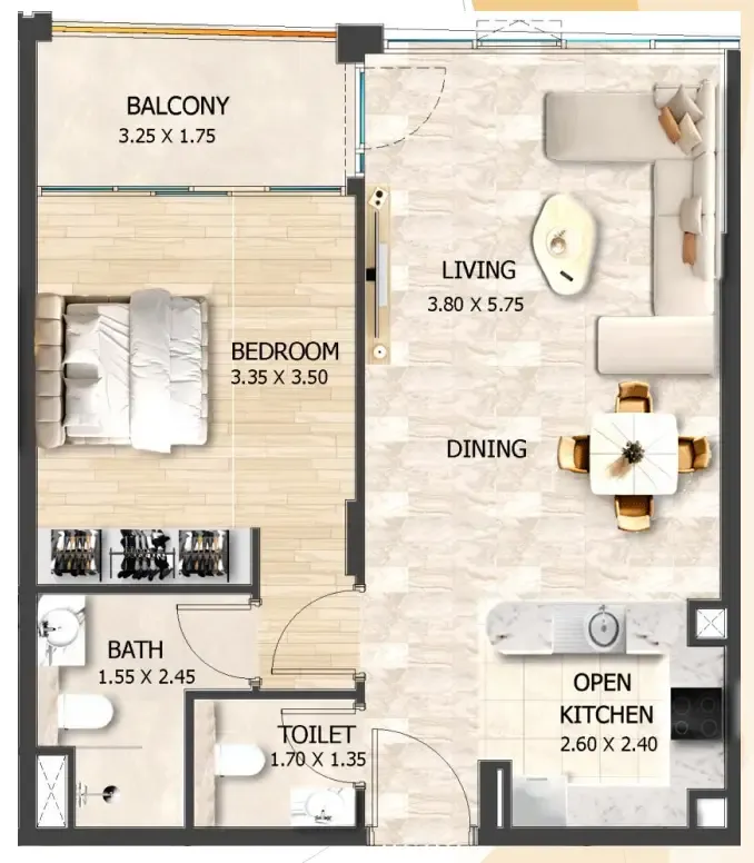1 bedroom layout
