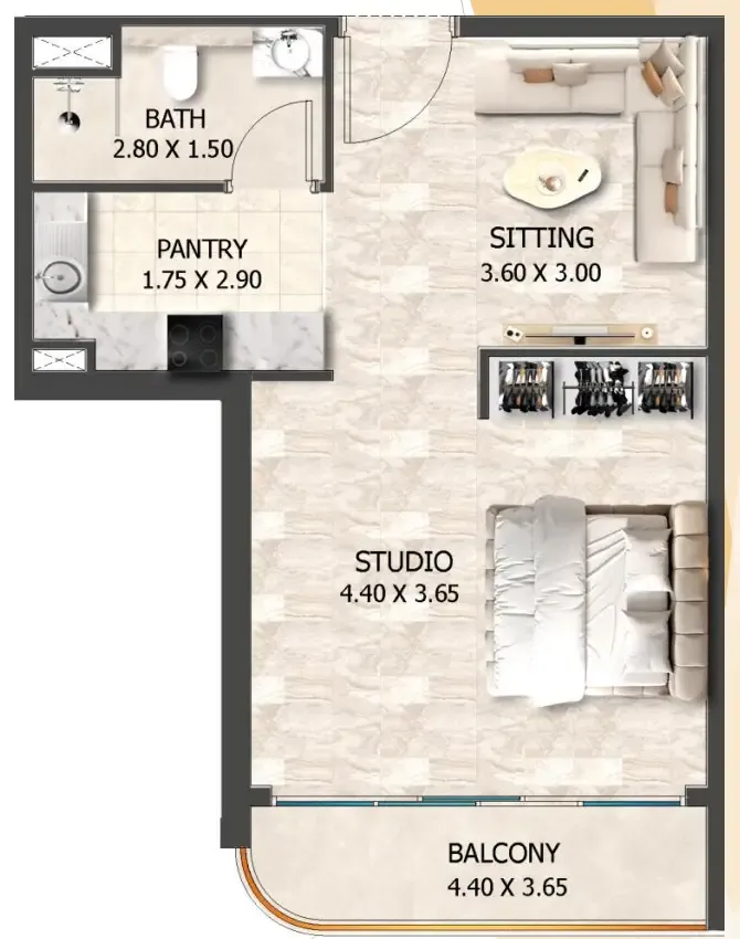 0 bedroom layout