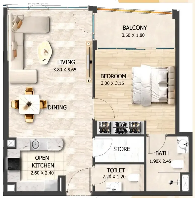 1 bedroom layout