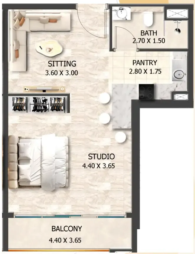 0 bedroom layout
