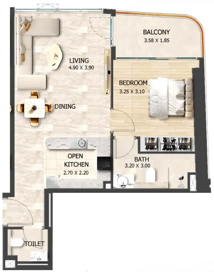 1 bedroom layout