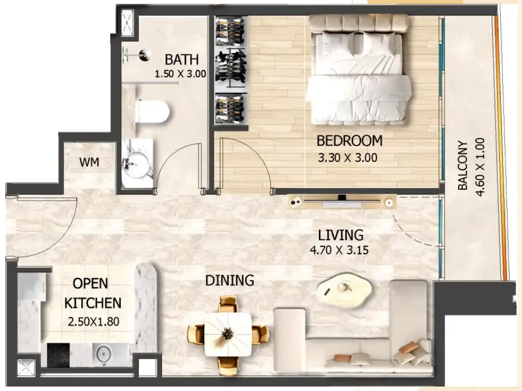 1 bedroom layout