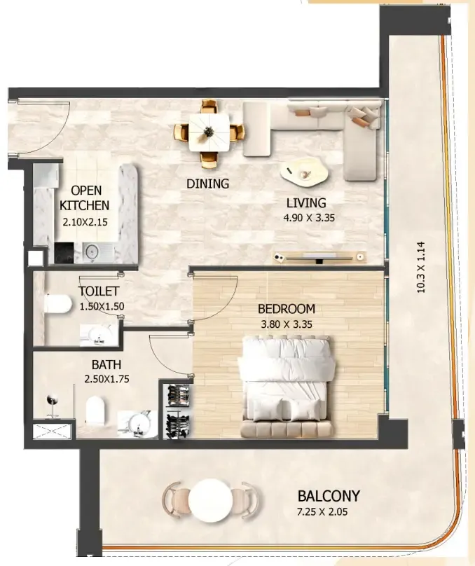 1 bedroom layout