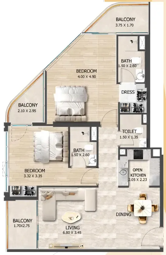 2 bedroom layout