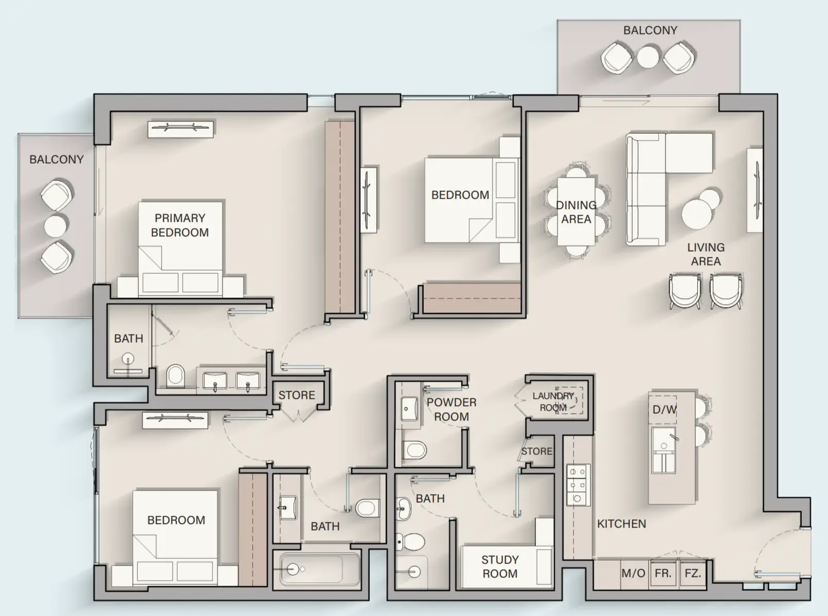 3 bedroom layout