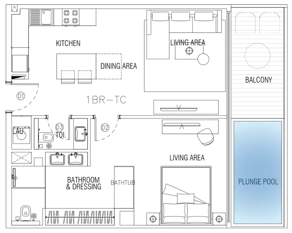 1 bedroom layout