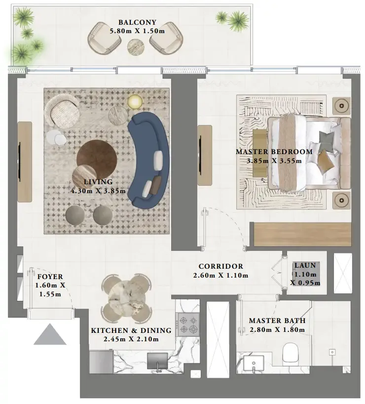 1 bedroom layout