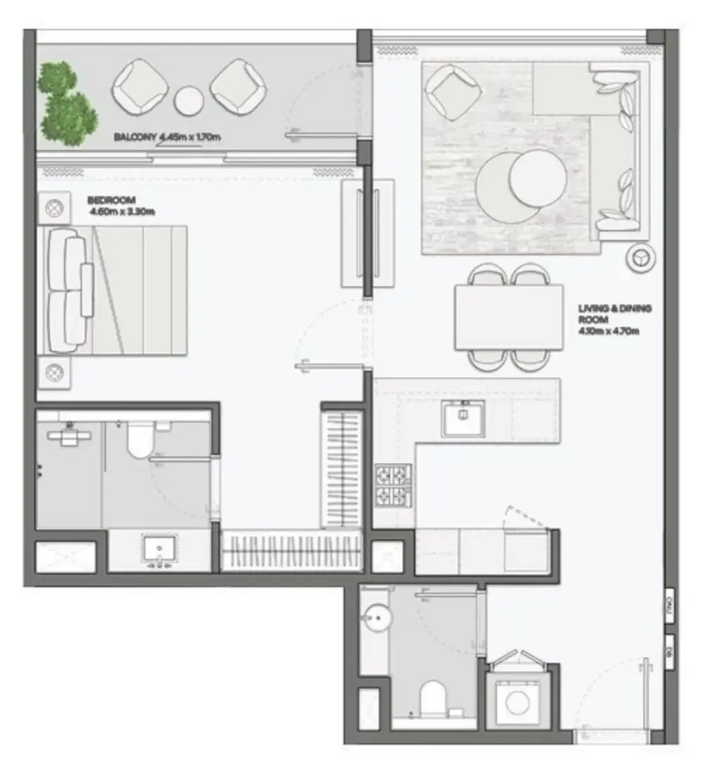 1 bedroom layout