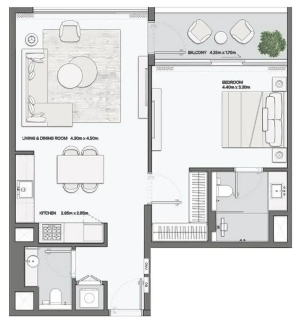 1 bedroom layout