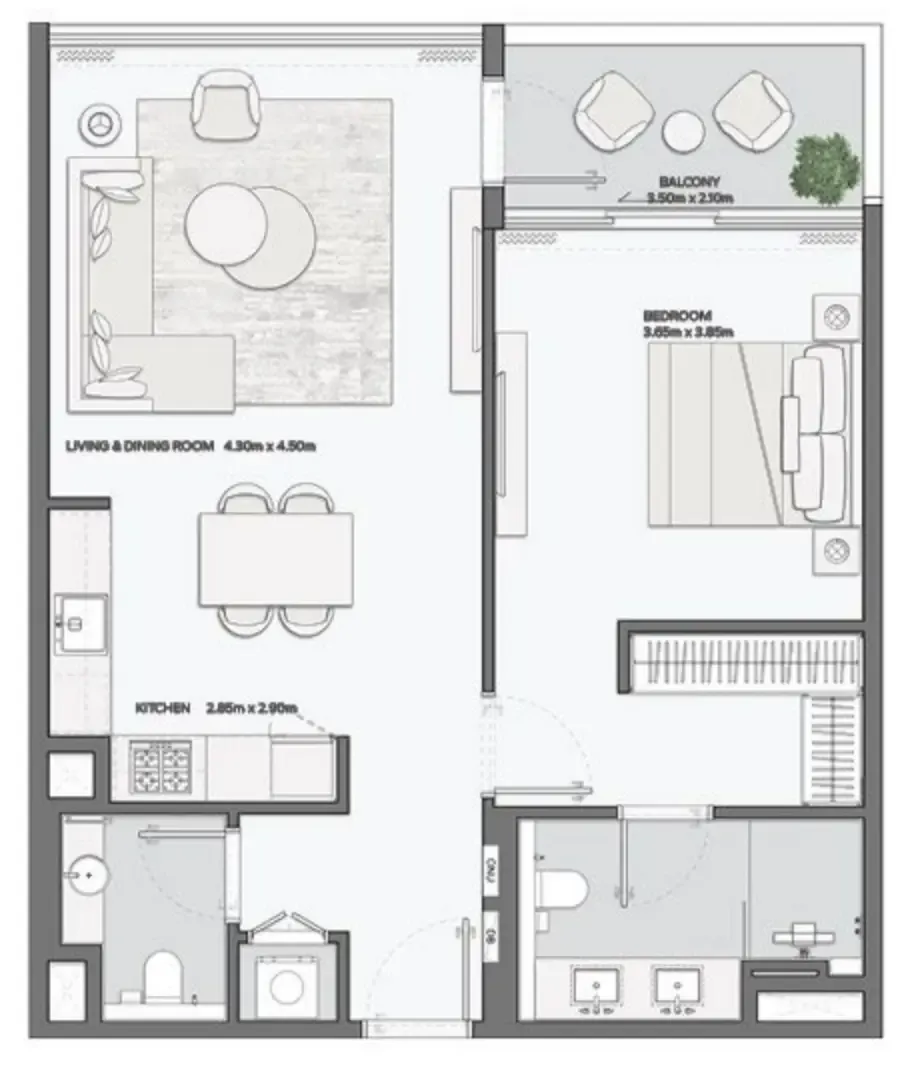 1 bedroom layout