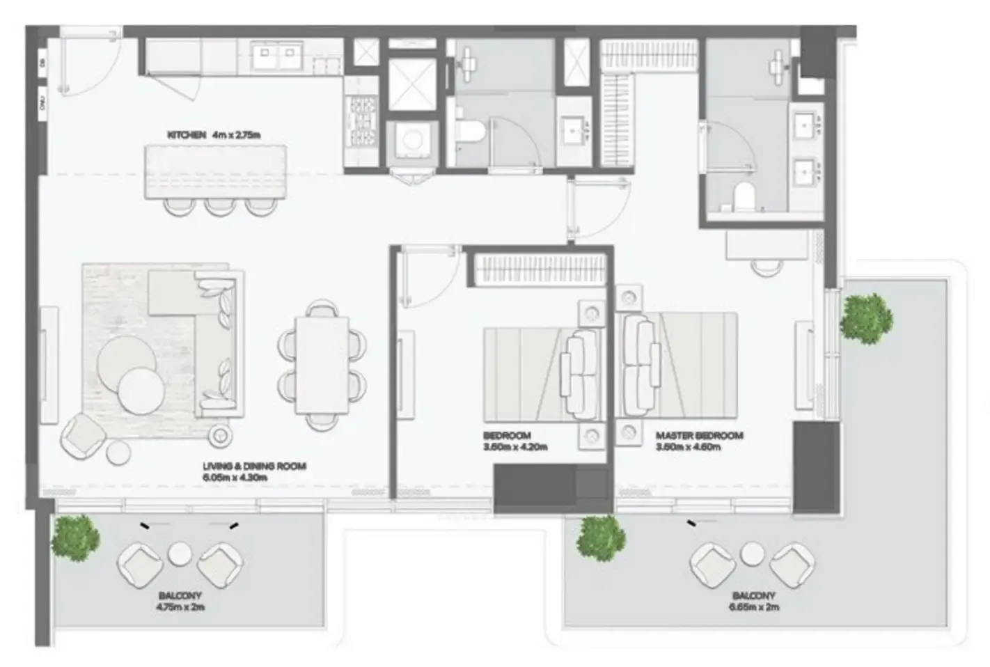2 bedroom layout