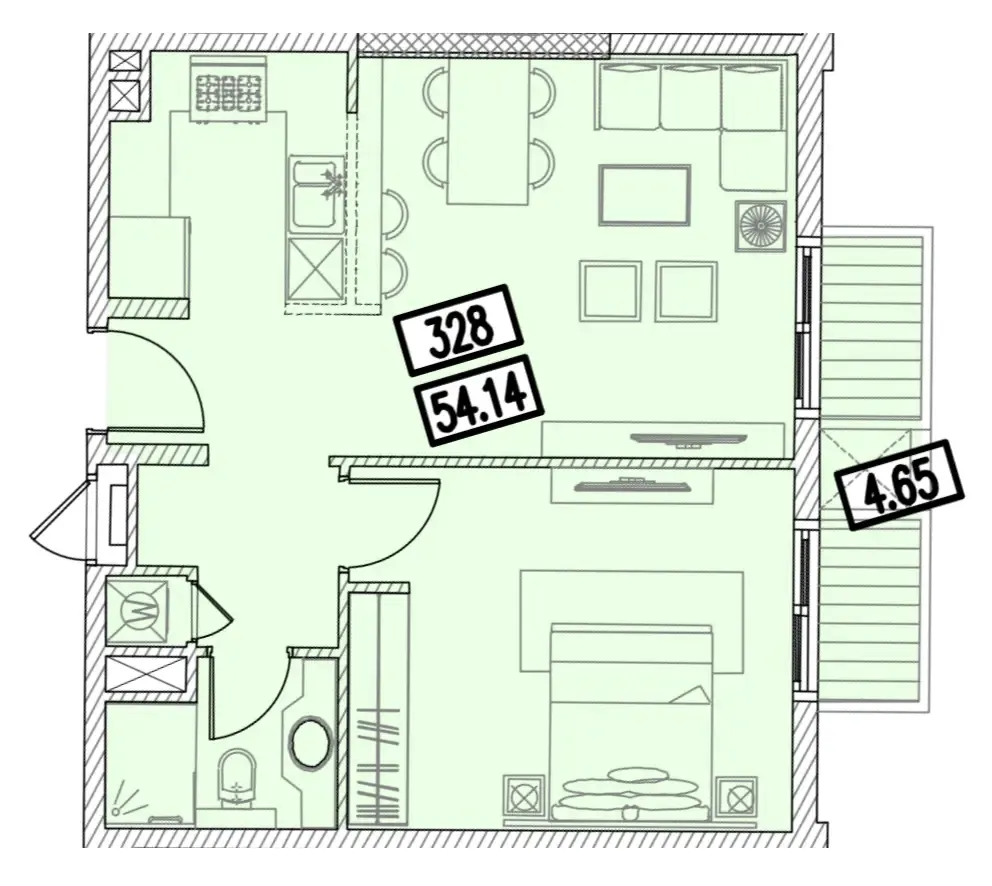 1 bedroom layout