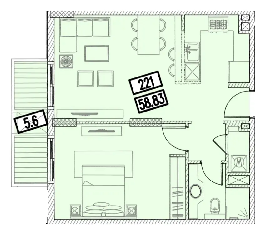 1 bedroom layout