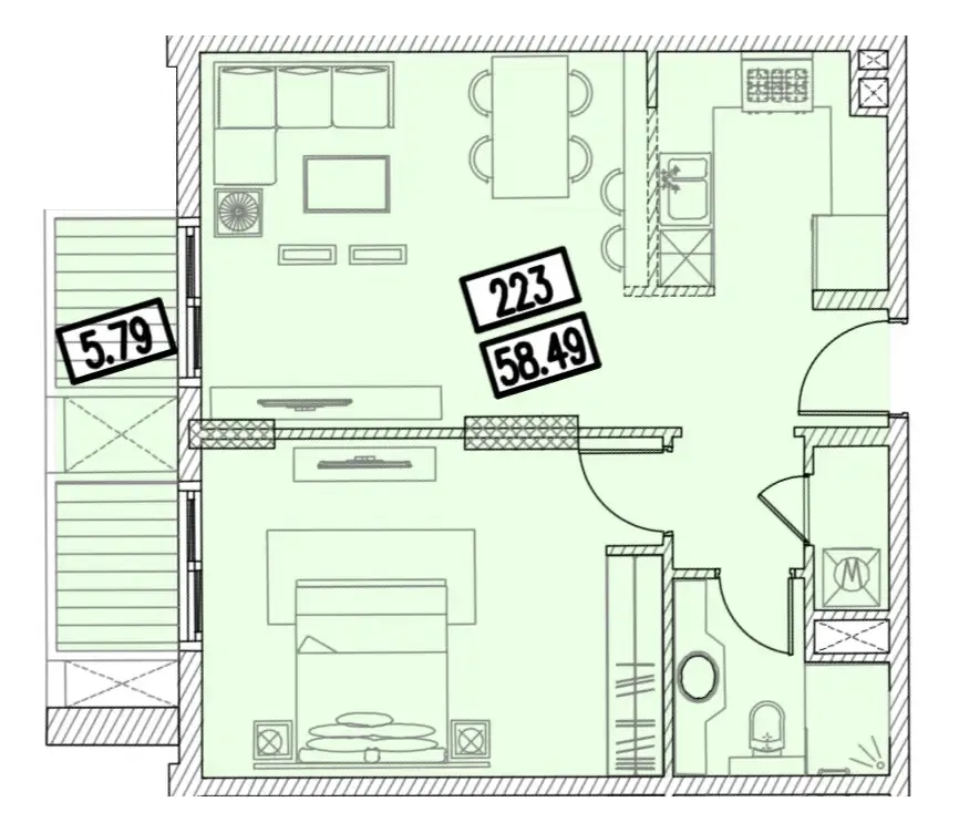 1 bedroom layout