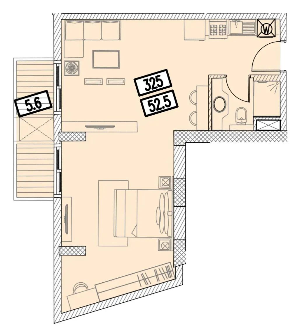 0 bedroom layout