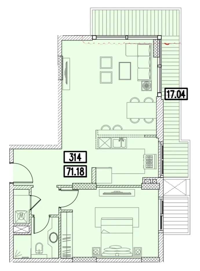 1 bedroom layout