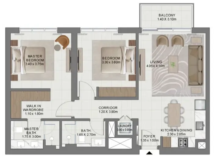 2 bedroom layout