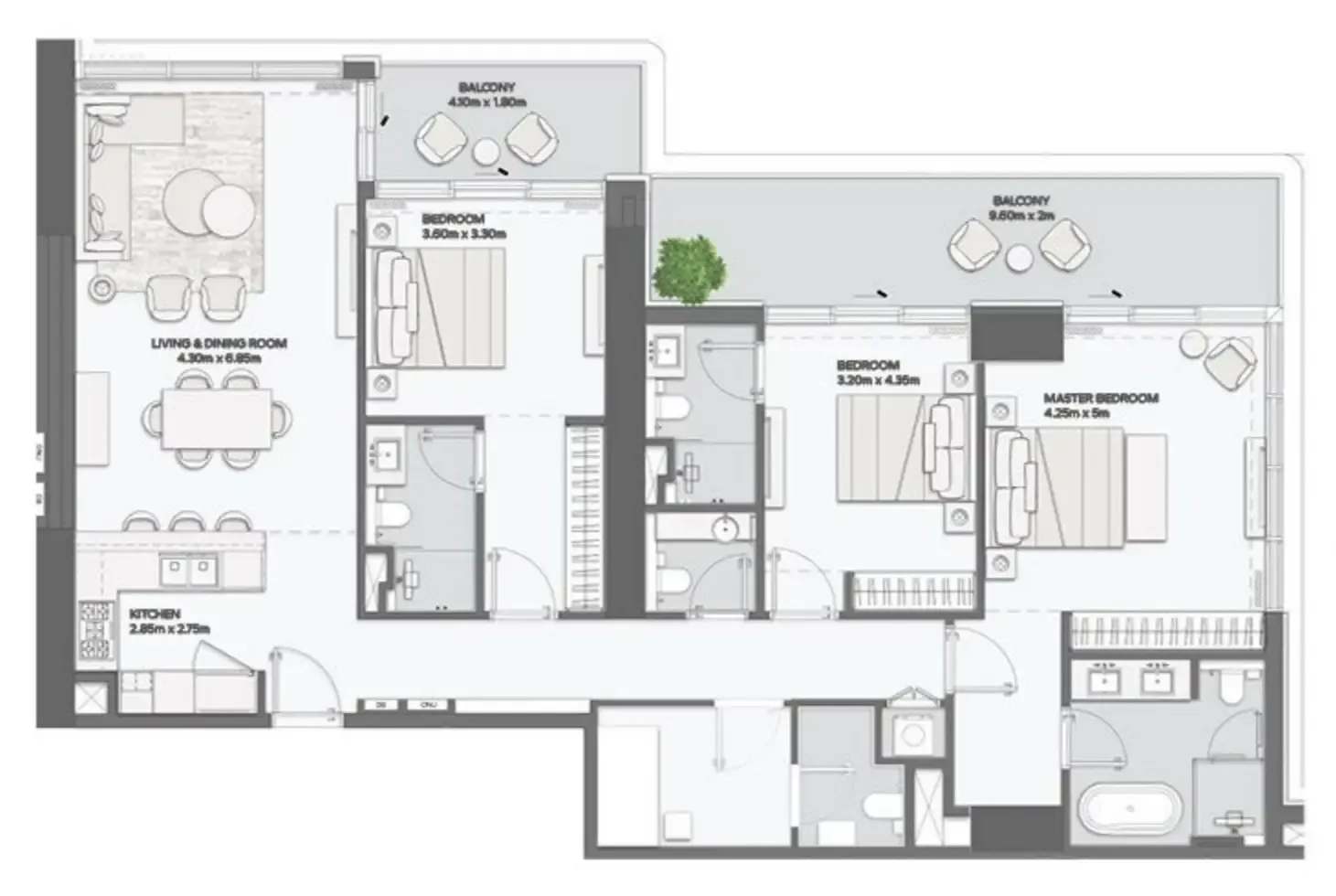 3 bedroom layout