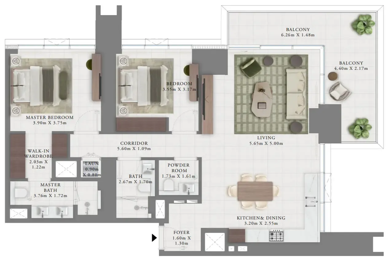 2 bedroom layout