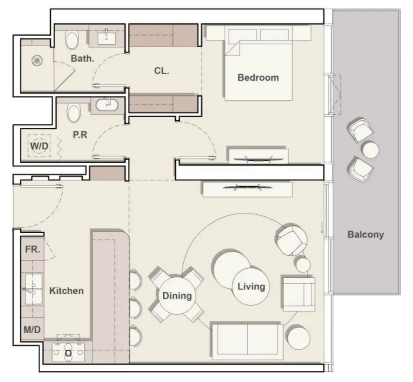 1 bedroom layout