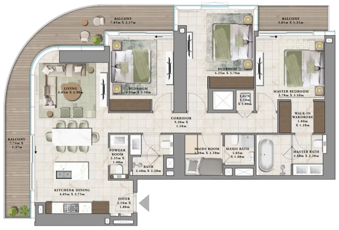 3 bedroom layout