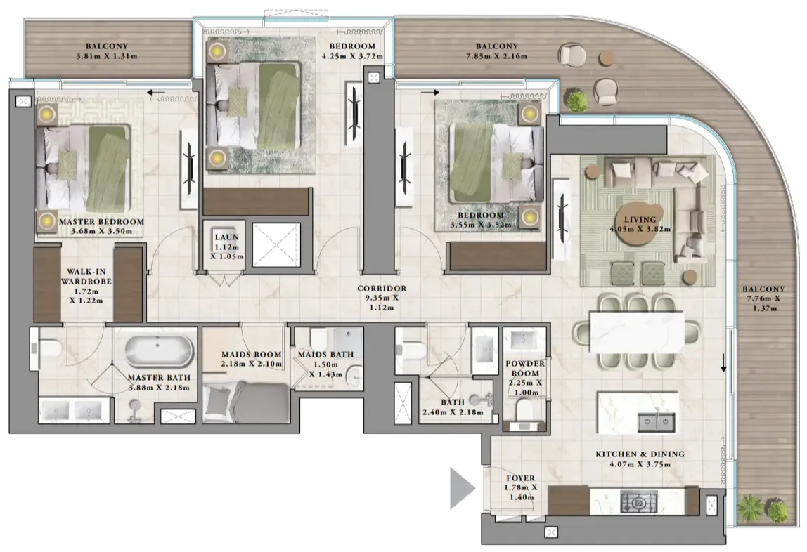 3 bedroom layout