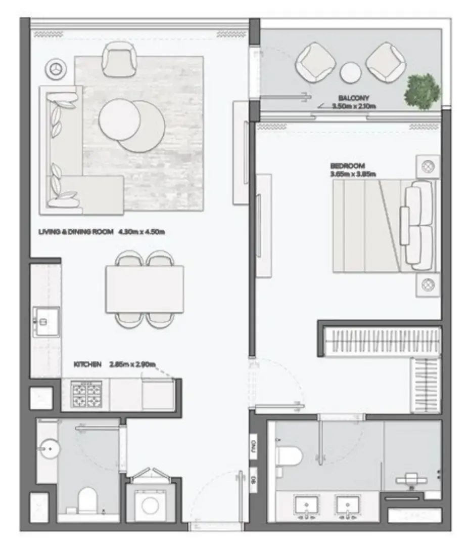 1 bedroom layout