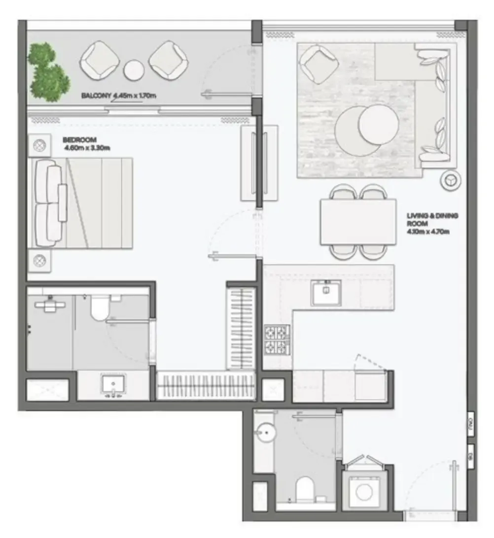 1 bedroom layout