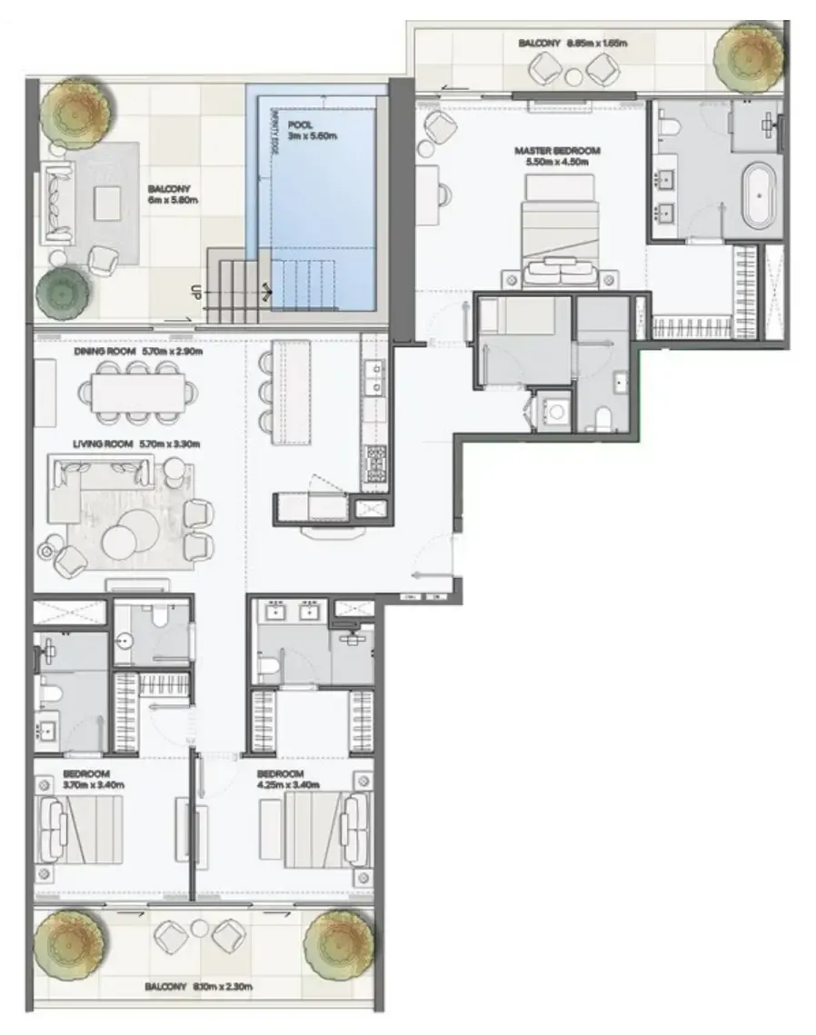 3 bedroom layout