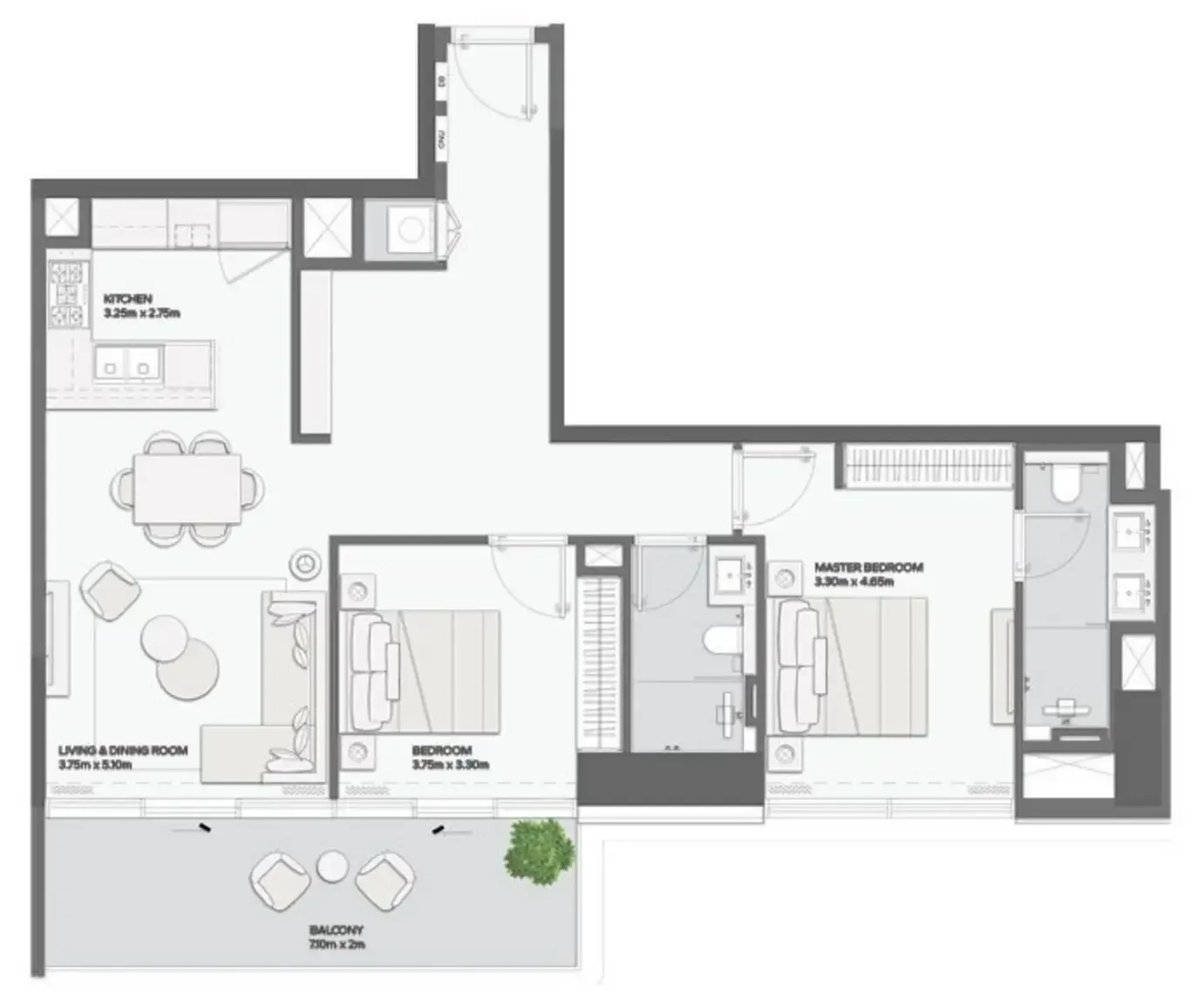 2 bedroom layout