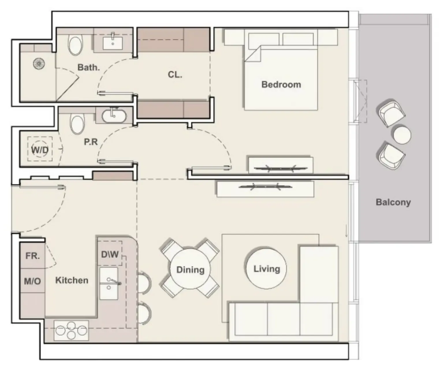 1 bedroom layout