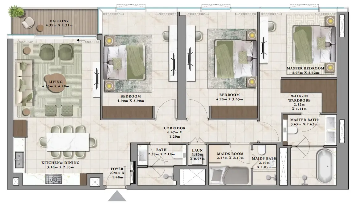 3 bedroom layout