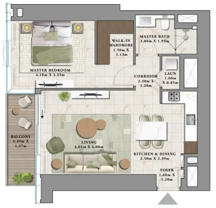 1 bedroom layout