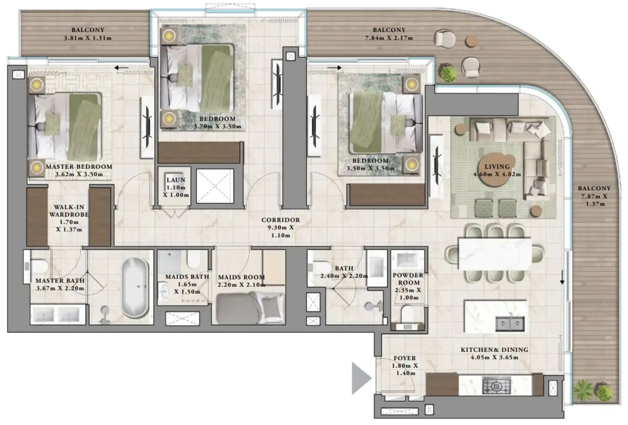 3 bedroom layout