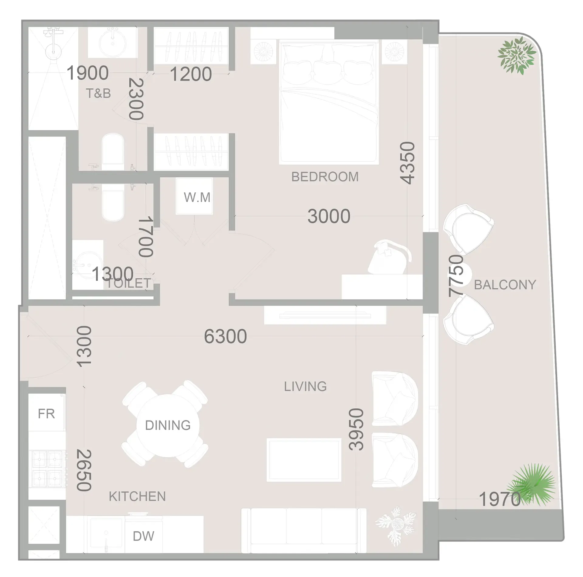 1 bedroom layout
