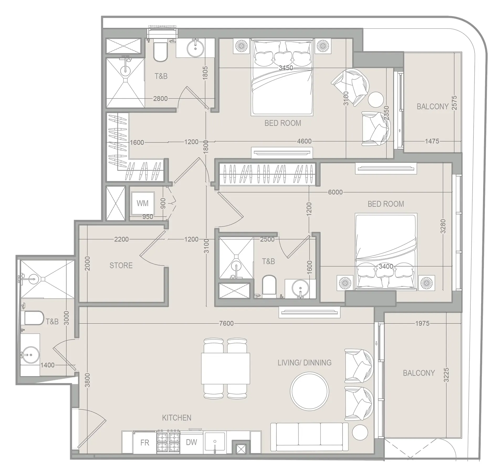 2 bedroom layout