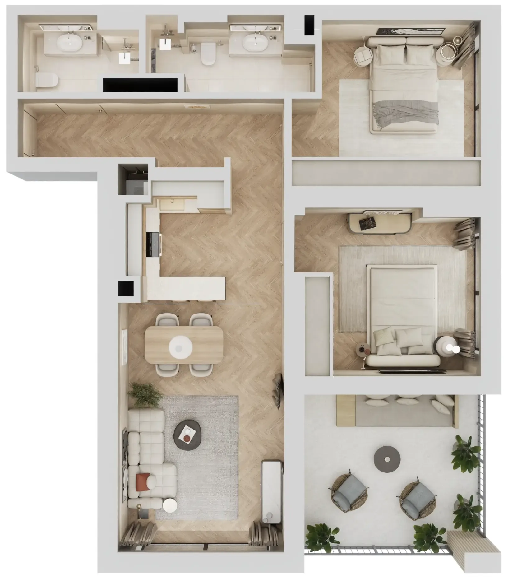 2 bedroom layout