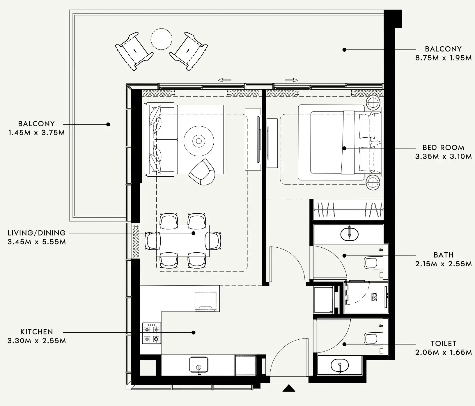 1 bedroom layout